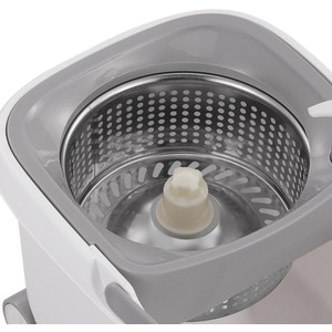 Livingandhome Spin Mop Bucket Set with 2 Extra Heads - Grey & White by Livingandhome