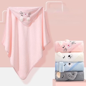 Animal Cartoon Bath Towel Baby Hooded - Pink by Dyzi