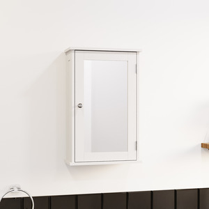 Priano 1 Door Mirrored Wall Cabinet - White by Vida Designs