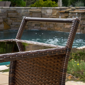 Rattan Serving Trolley Cart Bar Cart on Wheels with Removable Ice Bucket - Brown by Furniture One