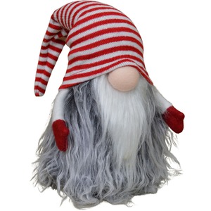 Festive Gonk Cuddly Santa Christmas Decoration - Red and Grey / Gonk with Stripy Hat by Samuel Alexander