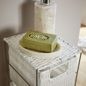 Ankara Wicker 4 Drawer Tower Storage Unit - White & Silver by Home Source