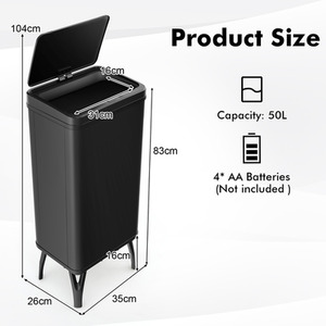 50L Automatic Motion Sensor Garbage Bin - Black by Costway