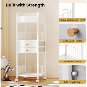 Makeup Organizer Floor Skincare Organizer Cart - White by Costway