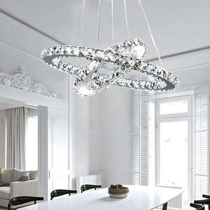 2-Tier Adjustable Crystal LED Pendant Light - Sliver / 30 - 50 cm by Livingandhome