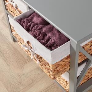 Home Source Dartmouth 4 Wicker Basket Drawer Chest Storage Unit - Grey by Home Source