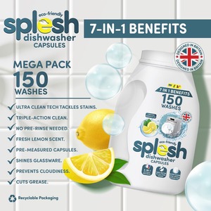Splesh Cleaning Bundle Dishwasher 150 Cap with Laundry 140 Cap - White by Splesh