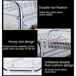 3 Layer Dish Drainer Rack Plate with Tray - Green by Livingandhome