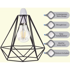 Metal Cage Pendant Light Shade - Black by Giggi