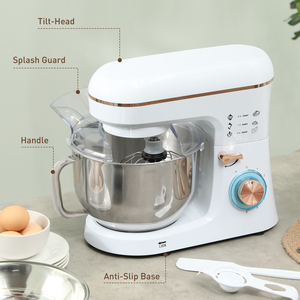 HOMCOM Stand Mixer 5L Food Mixer for Baking 6 Speeds and Pulse Setting - White by HOMCOM