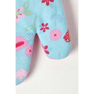 Birds and Flowers Pink Cotton Oven Glove - Pink by Homescapes