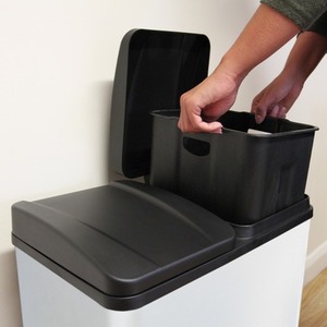 60L Dual Pedal Bin - White by Monstershop