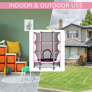 HOMCOM 4.5FT Kids Trampoline with Safety Enclosure - Pink by HOMCOM