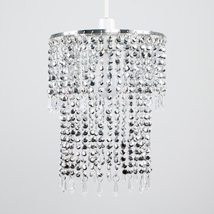 Modern Chrome Acrylic Bead Effect Silver Ceiling Pendant Light Shade - Silver by ValueLights