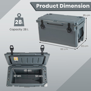 28L Rotomolded Cooler Insulated Portable Ice Chest by Costway