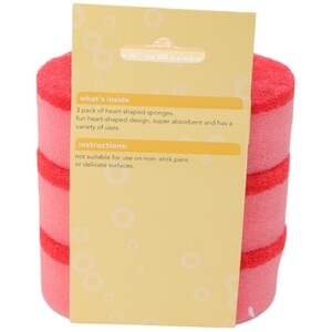 Pack of 3 Heart Shaped Sponges - Pink