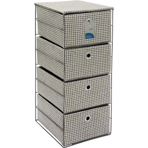 JVL Silva 4 Drawer Wide Fabric Storage Tower, Grey - Grey by JVL