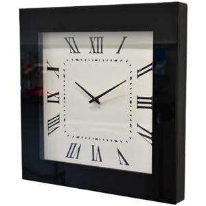 Large Black Wall Clock Square Roman Numbers Clock - Black by DEENZ
