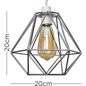 Pair Of Retro Style Chrome Metal Basket Cage Ceiling Pendant Light Shades - Silver by ValueLights