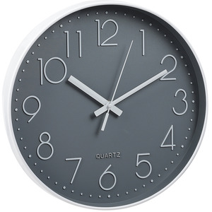 12-Inch Modern Wall Clock with Arabic Numerals - Grey by Livingandhome