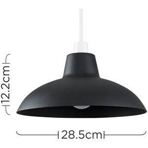 Retro Style Matt Black Easy Fit Ceiling Pendant Light Shade - Black by ValueLights