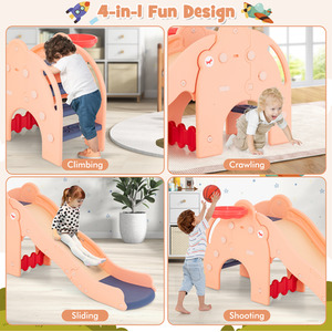 4-in-1 Kids Play Slide Toddler Slide Toy Set - Pink by Costway