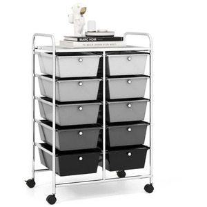 10-Drawer Storage Cart Rolling Cart - Black Gradient by Costway