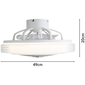 Round Ceiling Fan Light with Crystal-Effect Shade - White by Livingandhome