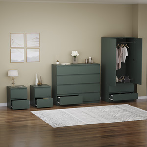 Denver Bedroom Set (2 Drawer Bedside(x2), 8 Drawer Chest, 2 Door Wardrobe) by Vida Designs