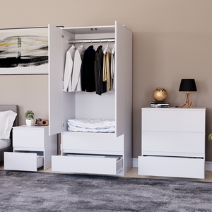 Denver Bedroom Set (2 Drawer Bedside, 3 Drawer Chest, 2 Door 2 Drawer Wardrobe) by Vida Designs