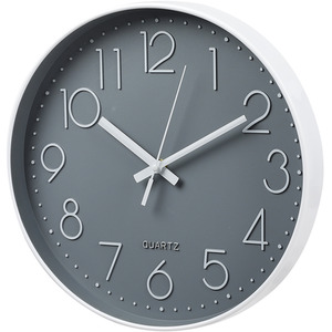 12-Inch Modern Wall Clock with Arabic Numerals - Grey by Livingandhome