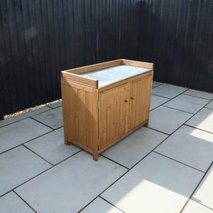 Outdoor Wooden Kitchen Double Cabinet Pressure Treated - Brown by Waltons
