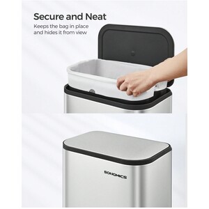 SONGMICS 20L Soft-Close Pedal Kitchen Bin - Silver by SONGMICS