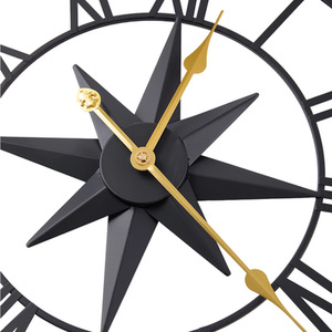 Metal Minimalist Roman Numerals Wall Clock - Black by Livingandhome