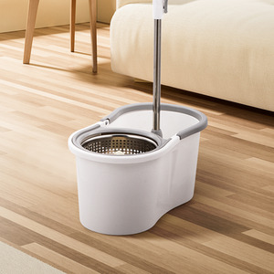 Livingandhome Self-Wringing Mop with Cleaning Bucket - Grey & White by Livingandhome