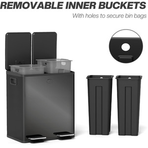HOMCOM 20L Dual Kitchen Bin with Removable Inner Buckets by HOMCOM