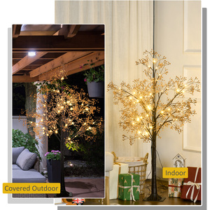 HOMCOM Artificial Gypsophila Tree with Lights Baby Breath Flowers - Brown / 4ft by HOMCOM
