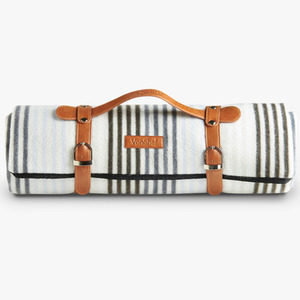 Picnic Blanket with Faux Leather Carry Handle - White / 180cm by VonShef