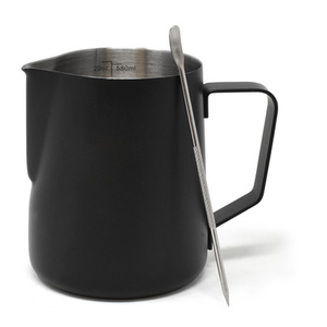 Stainless Steel 600ml Milk Frothing Jug with Latte Art Pen - Black by Joejis