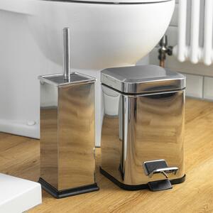 Square Stainless Steel Bathroom Pedal Bin - Chrome by Harbour Housewares