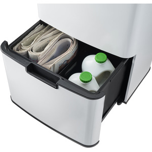 75L Recycling Sensor Bin with 3 Compartments and Food Caddy - White / Matt by Cooks Professional