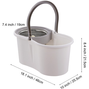 Livingandhome Self-Wringing Mop with Cleaning Bucket - Grey & White by Livingandhome