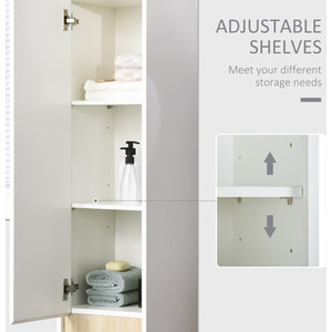 kleankin Tall Bathroom Cabinet with Adjustable Shelves - White by kleankin