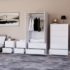 Denver Bedroom Set (2 Drawer Bedside (x2), 5 Drawer Chest, 2 Door Wardrobe) by Vida Designs