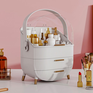 Makeup Organiser Case with Lid - White by Livingandhome