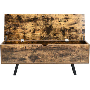 Industrial Style Wooden Flip Top Storage Cabinet - Brown by Livingandhome