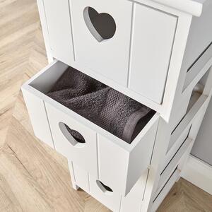 Home Source Lovestack 4 Heart Handle Drawer Chest Storage Unit - White by Home Source