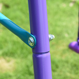Outsunny Metal Height Adjustable Swings and Seesaw - Purple by Outsunny