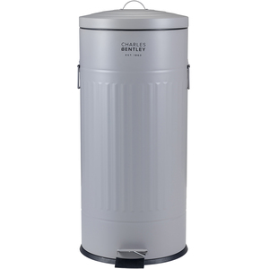 30L Retro Steel Kitchen Pedal Bin - Light Grey / Matt by Charles Bentley