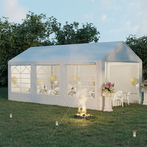 Outsunny Garden Gazebo Marquee (6m x 3m) - Silver by Outsunny